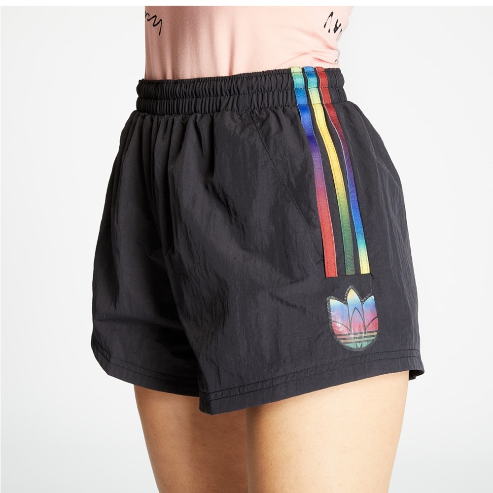 Adidas Gradient trefoil striped running rainbow shorts